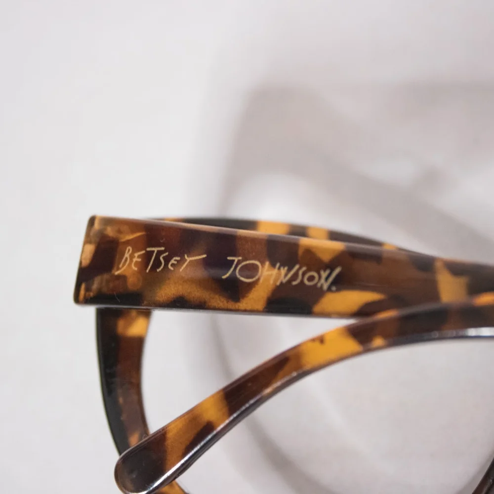 Betsey Johnson Reading Fashion Glasses Large Chunky Square Brown Animal Print